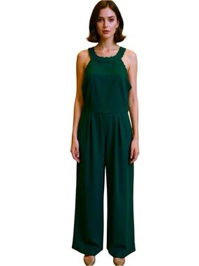 Trixxi Sleeveless Halter Green Jumpsuit Size L